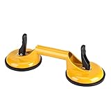 Asixx　強力グリップ　ダブル吸着盤　ダブルサクションカップ　バキュームリフター　アルミ製　ガラス　窓、鏡、金属板　最大耐荷重75kg　イエロー