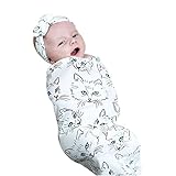 モスリンラップvibola新生児スリーパーガウン幼児ベビーおくるみブランケットSleepingおくるみSleepingバッグヘッドバンドセット 0-12 months ホワイト 445
