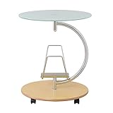 ワイエムワールド おしゃれ ガラス サイドテーブル クレ 【カラー： ホワイト 】 34-128