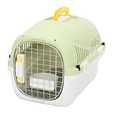 ペットキャリー 猫 キャリーケース 小型犬・猫用 8kgまで サイズ：長さ49cm x 幅32cm x 高さ32cm ペット用 猫 キャリーバッグ 犬 キャリーケース ペット 猫 キャリー航空輸送ボックス 旅行 おしゃれ 小型犬 防災 グッズ ハウス 散歩 プラスチック (グリーン)