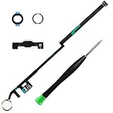 TPhaelay ホワイトホームボタン交換品iPad 10.2" 2019 iPad 7 7世代 (A2197 A2198 A2200)2020 iPad 8 8世代(A2270 A2428 A2429 A2430)のみに適すフレックスリボンケーブルコネクタとドライバー (ゴールドリング)