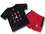 (Jordan) ジョーダン ベビー Jordan Tシャツ＆パンツ　セットアップ (6-9M (6-9ヵ月頃 70-75cm), 黒赤) [並行輸入品]