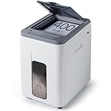 Gulcircle オートフィードシュレッダー シュレッダー しゅれったー電動 業務用：自動連続細断400枚 両差し対応 マイクロカット 2x12mm カード細断可能 ホチキス対応 低音 家庭用 電動 休止なし キャスター付き 大容量50L ホワイト