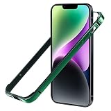 YSAN iPhone14Plus バンパー ケース 耐衝撃 ストラップ穴付き 軽量 ボタン保護 シリコン 衝撃吸収 二重構造 アルミバンパー (iPhone14Plus, アルパイングリーン)