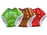 Three Little Imps Button Up Toddler Training Pants -Set of 3 Red, Green, Brown by Three Little Imps