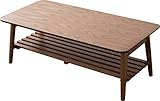 エムール 組立不要 棚付き折りたたみテーブル 長方形 ウォルナット