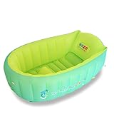 インフレータブルベビーバスタブポータブルミニエアスイミングプール幼児厚い折り畳み式シャワーバスタブ（ソフトクッション付き）中央シート（グリーン）