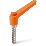 NBK 機械要素部品 プラクランプレバー(おねじ)操作ボタンつき LEMS-6-40-OR-COR (オレンジ)
