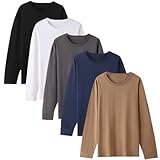 [NCFBAG] 長袖tシャツ メンズ 綿100 3枚組 5枚組 インナーシャツ メンズ tシャツ 無地 防菌防臭 吸汗速乾 柔らかい ロングtシャツ 春夏秋冬 (XL, 5枚組-ミックスカラー)