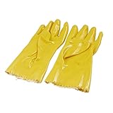uxcell 作業手袋　工場手袋　 PVC製　耐油性　イエロー