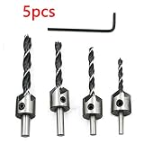 新しい便利な4pcs / lotカウンターシンクドリルビットドリルプレスセットリーマー木工5フルートの面取り3mmの6Mの木工DIY