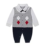 (プタス)Putars ベビー服 子供服 ロンパース 男の子 長袖 スーツ模様 フォーマル 可愛い 秋 冬 新生児 歩行服 出産お祝い 記念日 プレゼント 0-18ヶ月
