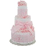 Lil' Baby Cakes Pink Lace 3 Tier Diaper Cake by Lil' Baby Cakes