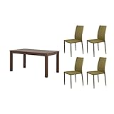 ブラウン×グリーン／【5点セット】 Lumbie Dining 幅120cmテーブル チェア4脚 木製 北欧風 シンプル モダン おしゃれ ナチュラル ブラウン