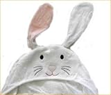 タオル製ベビー服＝タオル　フード付きバスタオル＝アフガン　おくるみ　アニマルフード　掛け物　タオルケット＝出産祝いやギフトにもどうぞ (ホワイトうさぎさん)