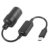 シガーソケット Type C シガーソケットType C変換アダプター Type Cポート 5V to 12V 車用 メス変換アダプタコード 30cm ブラック (1個入り) シガーソケット コンセント 変換 車載用品対応