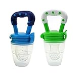 MIOIM 可愛い 栄養 野菜 果物 咬み袋 赤ちゃん用 おしゃぶり フードグレード シリコン製 キャップ付き 0-3ヶ月用 グリーン+ブルー