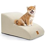 犬 階段 ペット スロープ 2段UP 犬 ステップ ペットステップ 35D高反発 犬用階段 犬 スロープ ドッグステップ 犬の階段 ペット用階段 犬 段差 犬用スロープ 段差解消 滑り止め付き 洗えるカバー ハンドル付き 安全 小型犬/中型犬/シニア犬/子犬/猫/ウサギ適用 (ベージュ, 二段Plus)