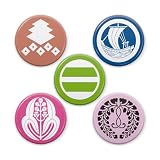 【戦国武将 家紋缶バッジ】文月 家紋 缶バッジ 5個セット (戦国武将3) 25mm 【三階菱に釘抜】【九条藤】【長門沢瀉】【丸に左向き帆掛け船】【足利二つ引き】