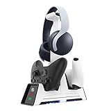 SILUN PS5 コントローラー充電スタンド 急速充電 過充電防止 磁気充電ベース 置くだけで充電でき マグネット充電スタンド 600mA 5V DC 2台同時充電可能 USB給電式 LED指示ライト 過充電防止 デュアル充電ドック プレステーション５コントローラー充電スタンド シリーズX用/ PS5用/ NSコントローラー用/ PS4用 Type-C USBケーブル付き(ホワイト)