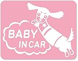 imoninn BABY in car ステッカー　【マグネットタイプ】　No.38　ミニチュアダックスさん　（ピンク色）