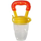 Idealhere 摂食おしゃぶり 離乳食フィーダー 出産祝い 最高の贈り物 + 4×哺乳瓶ナイロン ブラシ（無料ギフト） (イエロー, L)