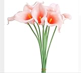 10ピースリアルタッチユリオランダカイウpvc造花ブーケホーム結婚式ブライダル装飾装飾花&花冠10色-coral pink