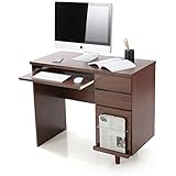 デスク パソコンデスク 収納付きデスク マガジンラック キーボードスライダー 幅90cm ウォルナット