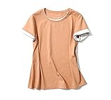 レディース オーガニックコットン Tシャツ 半袖 トップス クルーネック おしゃれ 無地 有機 綿 夏 KIYOMI(Ｌ, オレンジ)