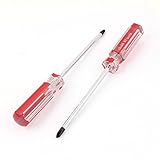 2個プラスチック製グリップ磁気フィリップス精密ドライバーレッドクリア