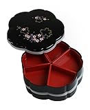 桜型黒塗さくら2段オードブル重箱 仕切り シール中蓋付き