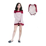 ジーメイ・House　親子お揃いＴシャツ　産後授乳トップス　授乳口付き　産前/産後　秋向き　ママと赤ちゃんのコーディネート　出産祝い (レッド（ママと息子）)