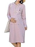 (オーセンティック) AUTHENTIC マタニティ ワンピース ボーダー 妊婦服 産前 産後 体型カバー お出かけ ルームウエア (L, ピンク)