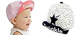 (セドン) Cedon ベビー 帽子 男の子 女の子 新生児 赤ちゃん 春 夏 つば付き キッズ 日よけ uvカット 紫外線 日焼け 防止 対策 (2点セット (星 ピンク + ブラック))