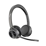 【Amazon.co.jp限定】Poly ワイヤレスヘッドセット Voyager 4320 (国内正規品) マイクロソフト認定 Bluetooth USB-A ドングル付 充電スタンド付 ノイズキャンセリング マイク付き 軽量 2年間メーカー保証 ワイヤレスイヤホン ブルートゥース windows mac Chrome Web会議用 (旧 プラントロニクス ポリコム HP) 両耳 8G110AA