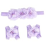 Ama ( TM )ベビー幼児幼児女の子頭飾り花足裸足サンダル+ヘアバンドセット