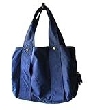 ノーブランド品 キャンバスbigトートバッグ マザーズバッグ　レディースバッグ 軽量 ベビー用品収納バッグ デイリーバッグ ネイビー(05)