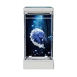 小型ベタ水槽 1.4Lコンパクト水槽キット 20-30°C温度設定 LEDライト付き 水換え簡単 セットアップ・メンテナンス簡単 スタータータンク最適 ホワイト