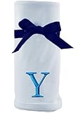 Princess Linens Embroidered Blue Initial Cotton Knit Blanket Y [並行輸入品]