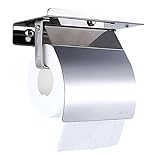 Aquamie 棚 付き ステンレス トイレットペーパー ホルダー シンプル スマホ 携帯 置き