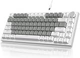 Attack Shark ajazz AK820 75%メカニカルゲーミングキーボード ノブ付き ホットスワップ可能 カスタムガスケットマウントキーボード USB-C 有線 ホワイト LED リニアHP レッドスイッチ PC/Win/Mac用