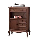 インテリア 家具 便利 おしゃれ アンティーク調FAX台/電話台 木製 幅61cm 扉/引き出し収納付き 猫足 【完成品】
