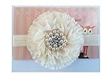 4 Chiffon Pearl Flower with Rhinestones baby PoshNPretty headband - Ivory by PoshNPretty