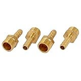uxcell ホースバーブカプラー ブラス製 1/4BSP オススレッド 6mm内径 4個入