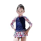 plus one ラッシュガード　子供 セパレート 水着 女の子3点セット フリル ＵＶ キャップ付き (Lサイズ(110cm), 写真色)