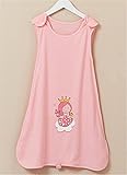 ベビー スリーパー 薄手春 夏 秋用 パジャマ 寝袋 股のボタン付き 適応身長60cm-80cm ピンク