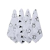 Jolieer ベビー 三角 バンダナ型スタイ 三角スタイ 三角バンダナ オシャレな ビブ スタイ (ガーゼ４枚セット)