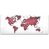 メタルアートStudio l0302ac抽象ワールドマップ'レッドホワイトLand & Sea ' by Eric Waddington – Urbanアートワーク壁アート地図 48W x 19H x