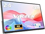 Virzen 4K 大型ポータブルモニター 24インチ UHD 3840 * 2160 120% sRGB IPS デュアルスピーカー USB-C HDMI 拡張セカンドスクリーンディスプレイ VESA キックスタンド Mac 外付けPC ノートパソコン 電話 PS4/PS5用