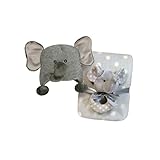 Stephan Baby Knit Elephant Hat with Super-Soft Polka Dot Fleece Crib Blanket and Plush Elephant Ratt